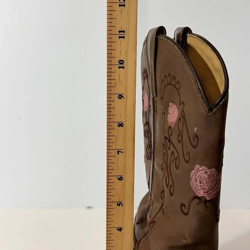 Shyanne Western Boots Embroidered Brown Floral Cowgirl | Girls Size 5
